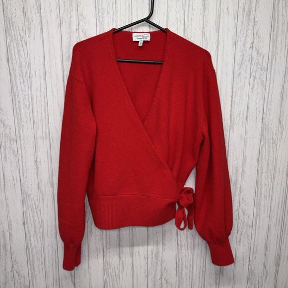 Womens Size M & Other Stories Ruby Red Wrap Sweater EUC - Picture 2 of 5